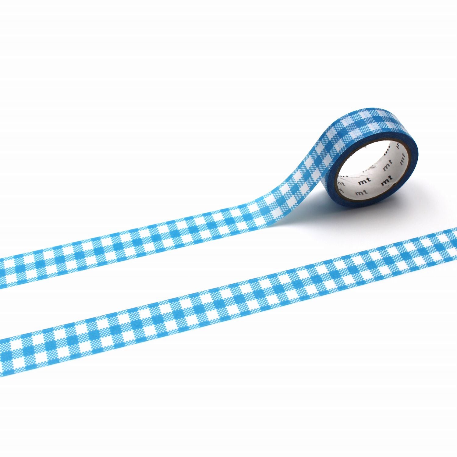 mt 1P Kamoi Washi Tape — Ichimatsu Gingham Blue — roll front