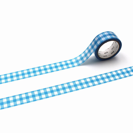 mt 1P Kamoi Washi Tape — Ichimatsu Gingham Blue — roll front