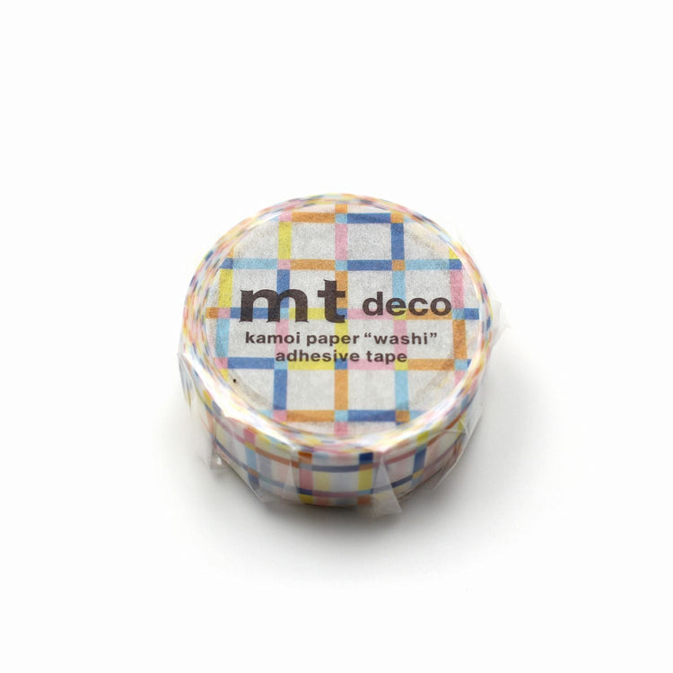 mt 1P Kamoi Washi Tape — Colorful Gingham Random — pattern detail
