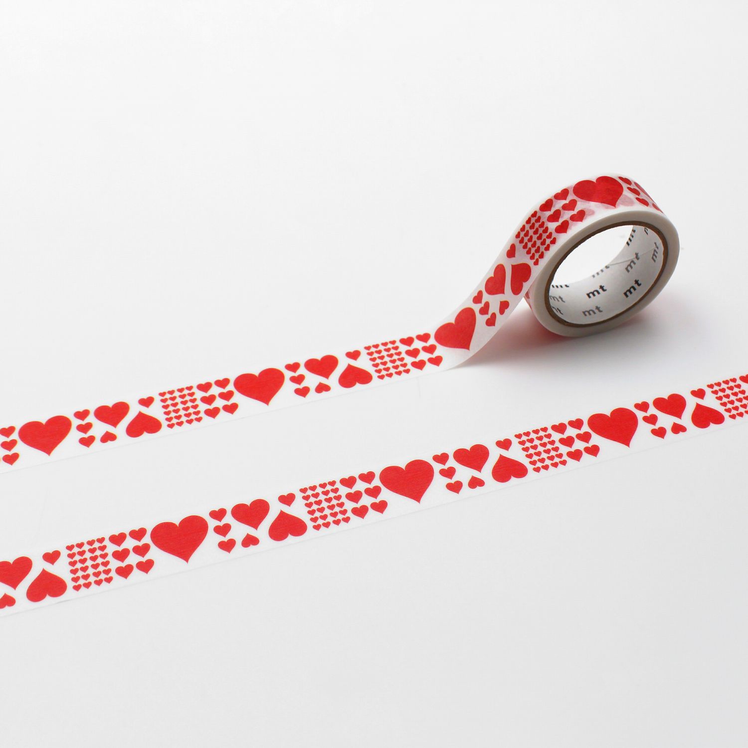 mt 1P Kamoi Washi Tape — Heart Red — roll front