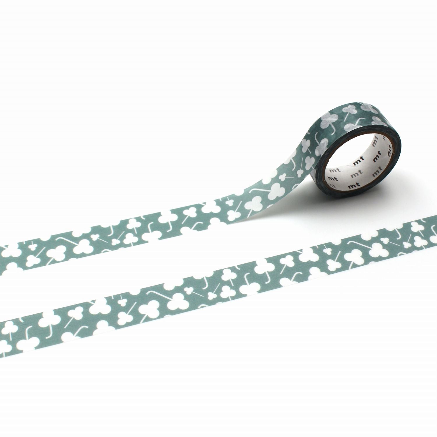 mt 1P Kamoi Washi Tape — Clover Silhouette — roll front