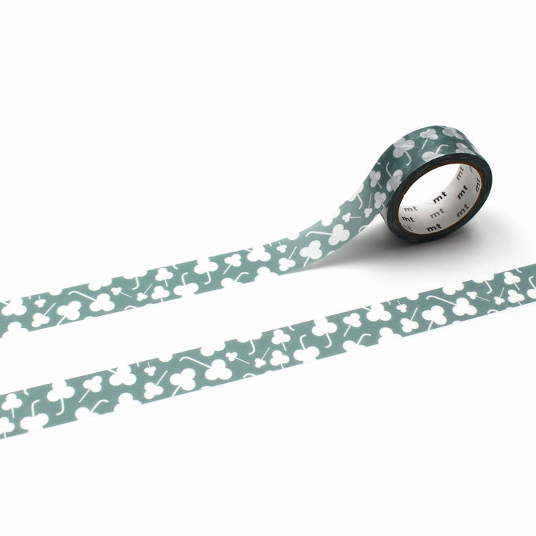 mt 1P Kamoi Washi Tape — Clover Silhouette — roll front