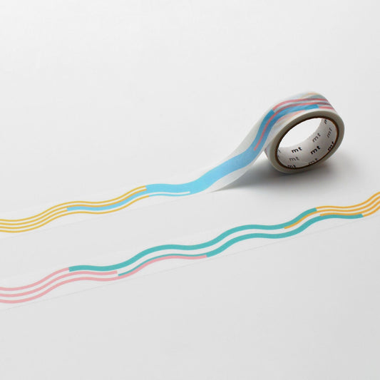 mt 1P Kamoi Washi Tape — Wavy Pastel — roll front
