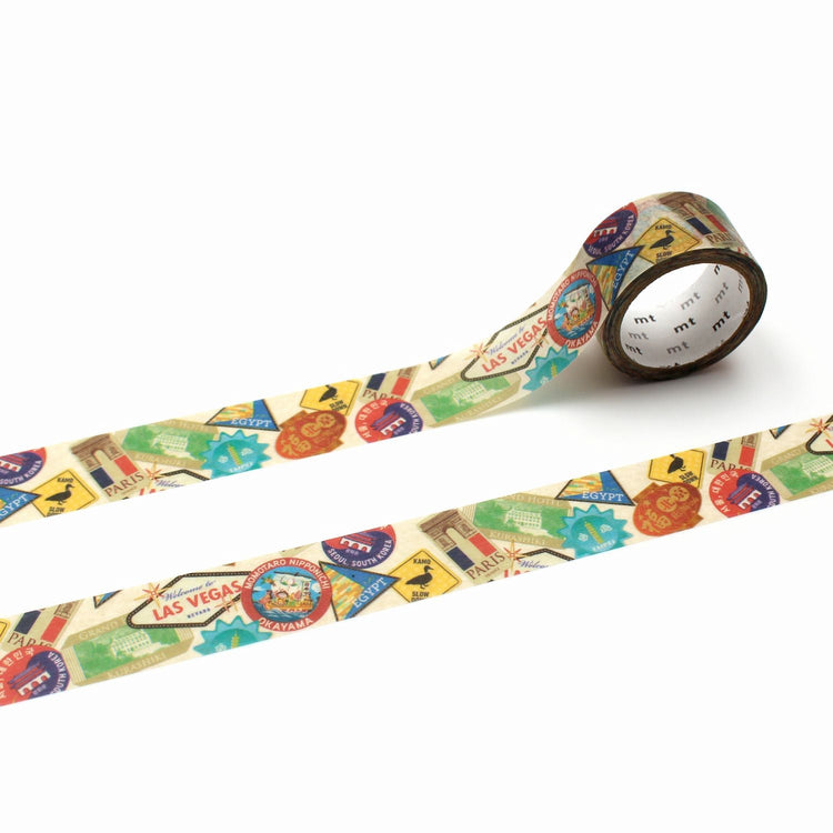 mt Upcyle Washi Tape — Upcycle Travel Sticker Collage — roll front