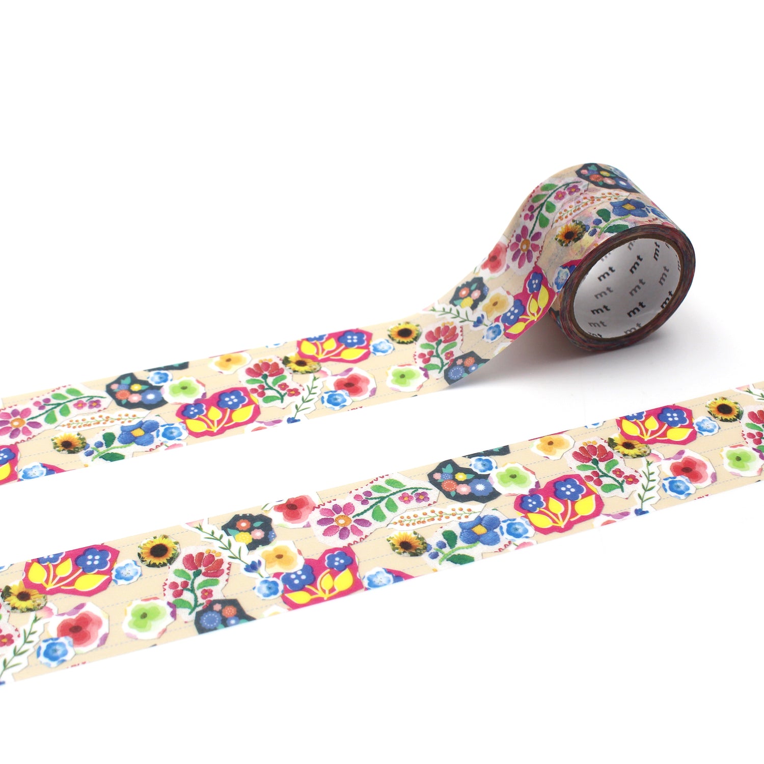 mt EX Washi Tape — Flower Sticker Collage — roll front