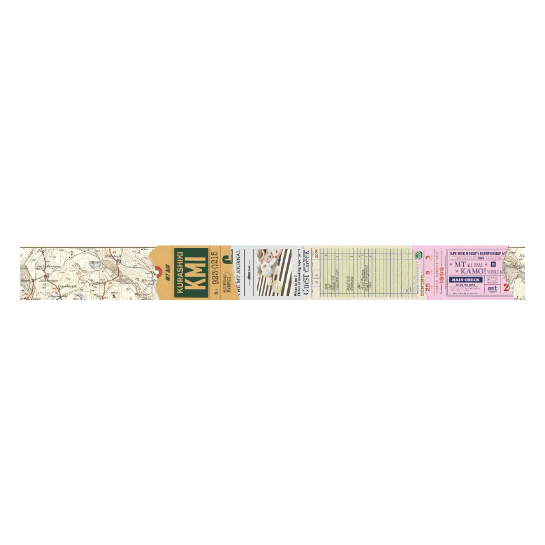 mt EX Washi Tape — Retro Collage — rolled out on paper