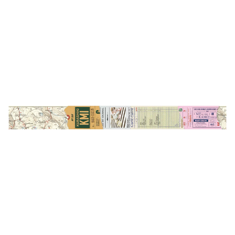 mt EX Washi Tape — Retro Collage — rolled out on paper