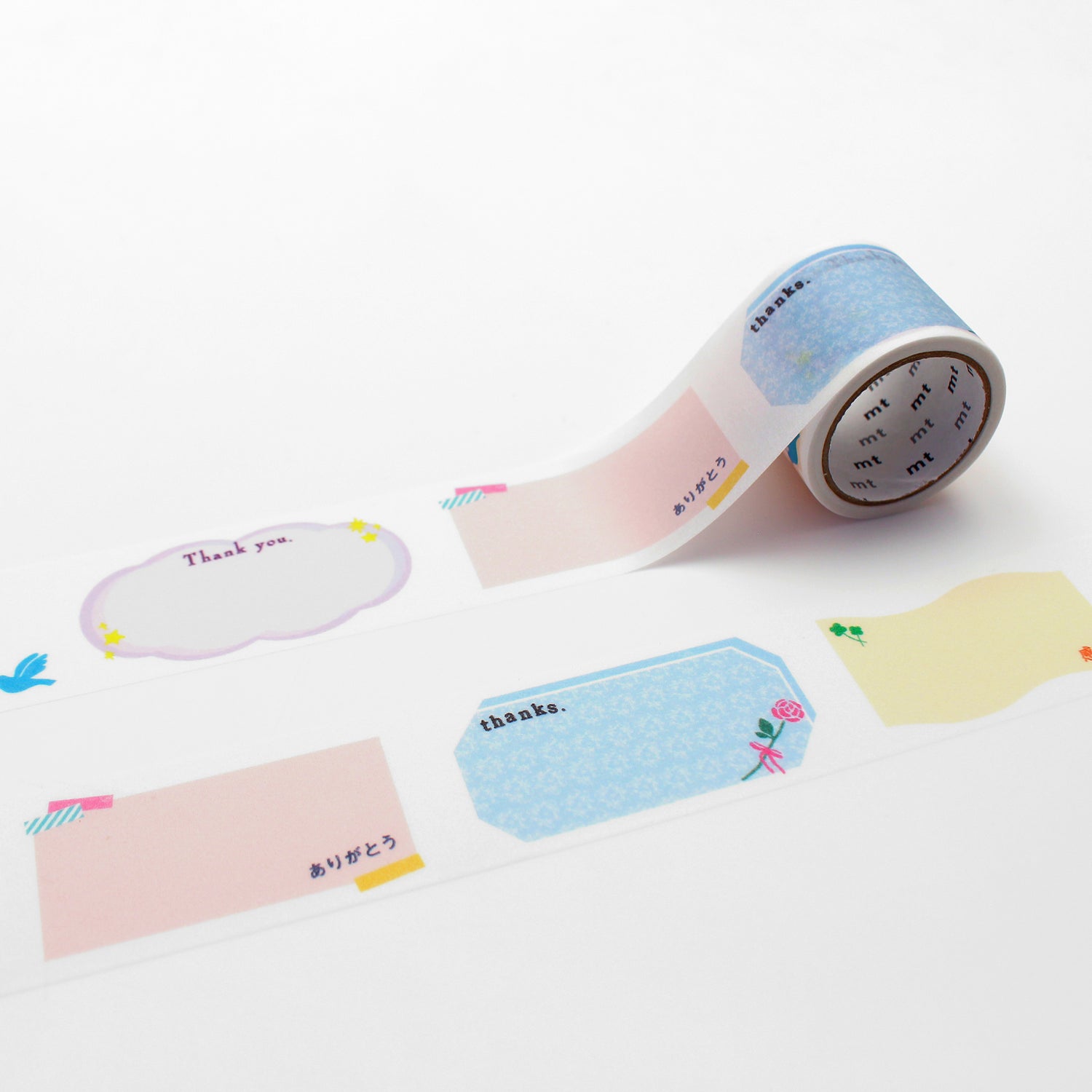 mt KakuKaku Washi Tape — Arigatou with Perforations — roll front