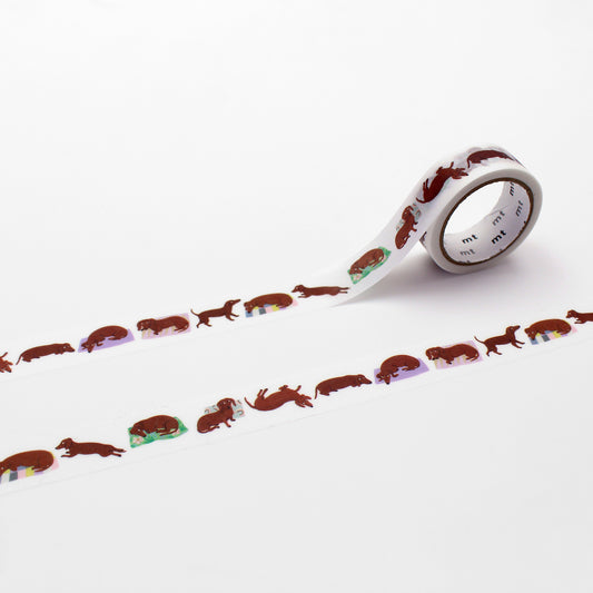 mt x Léa Maupetit Washi Tape — Sausage Dog — roll front