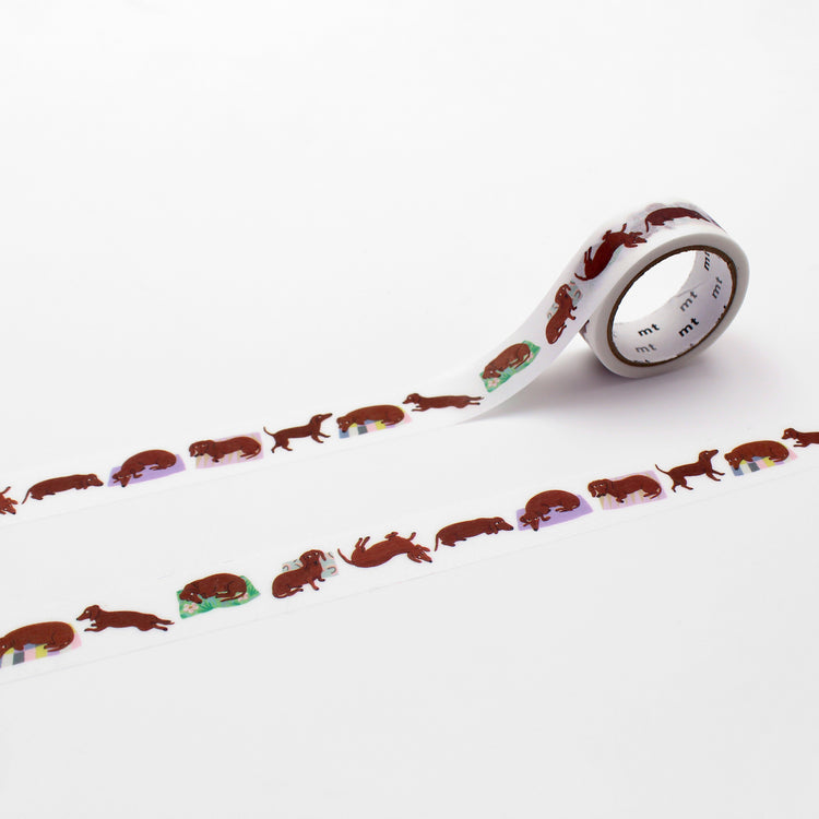 mt x Léa Maupetit Washi Tape — Sausage Dog — roll front