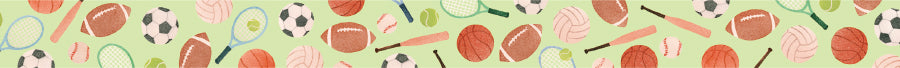 mt Maruichikyu Washi Tape — Various Ball Games — rolled out on paper