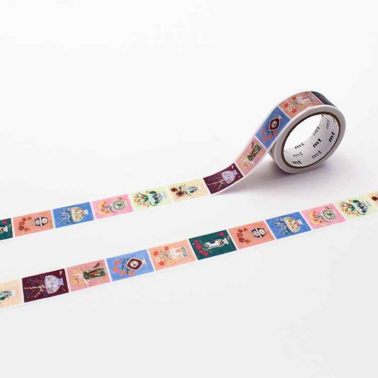 mt x Polly Fern Washi Tape — Flower — roll front