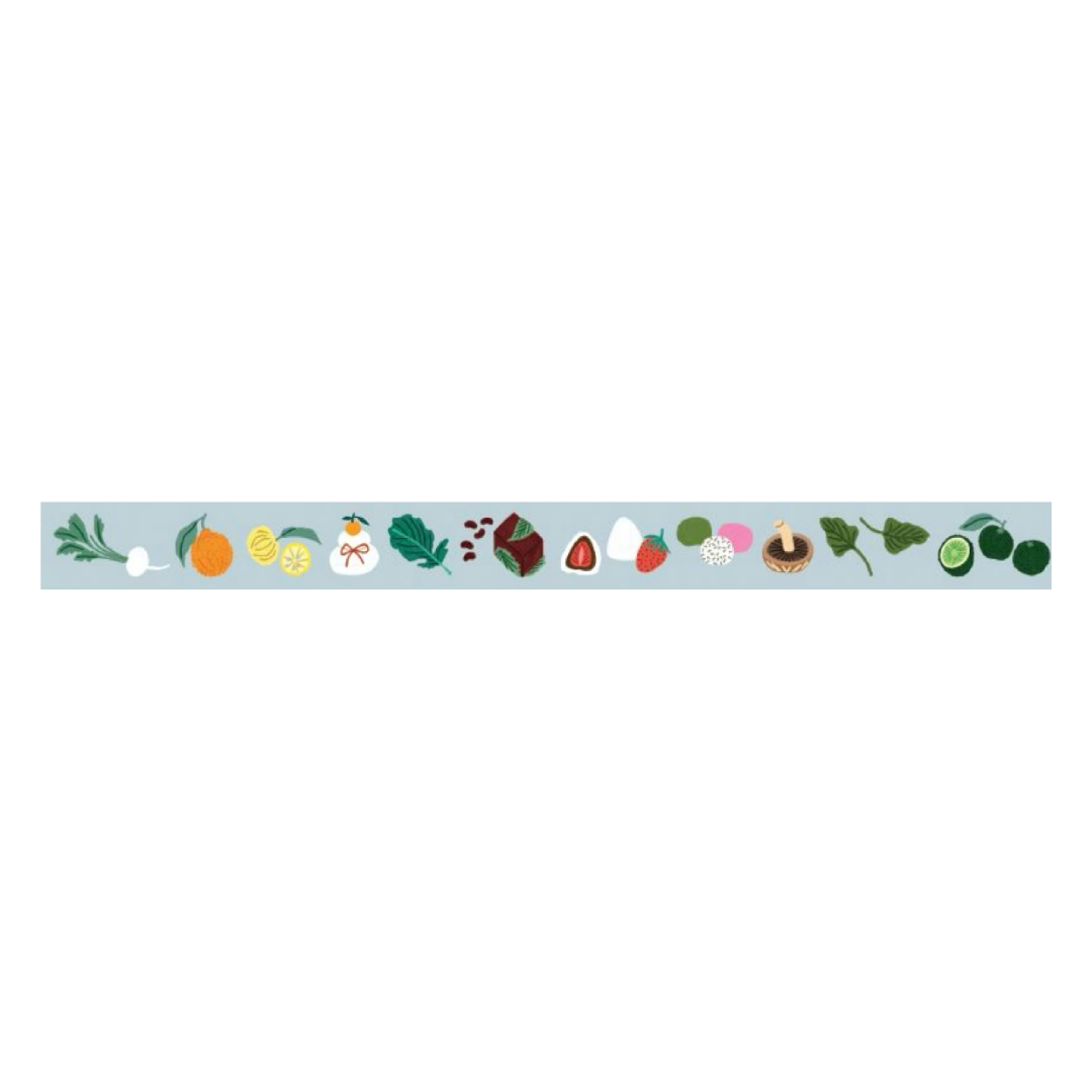 mt x Léa Maupetit Washi Tape — Whimsical Winter — rolled out on paper