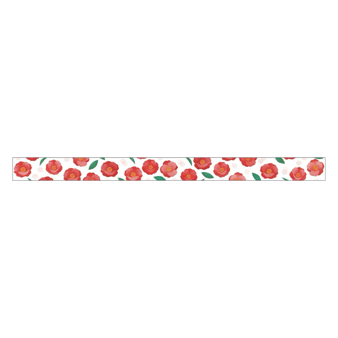 mt x Maruichikyu Washi Tape — Camellia — rolled out on paper