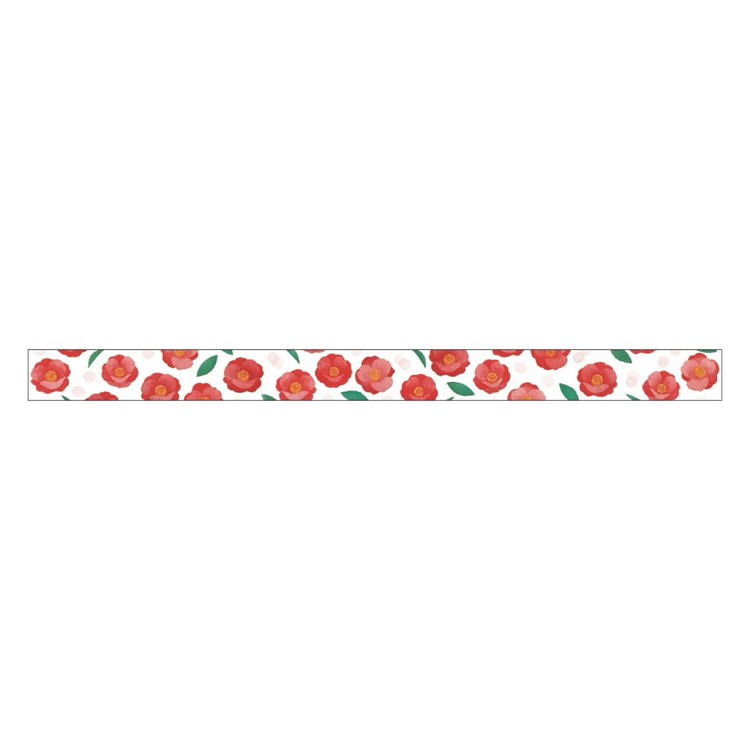 mt x Maruichikyu Washi Tape — Camellia — rolled out on paper