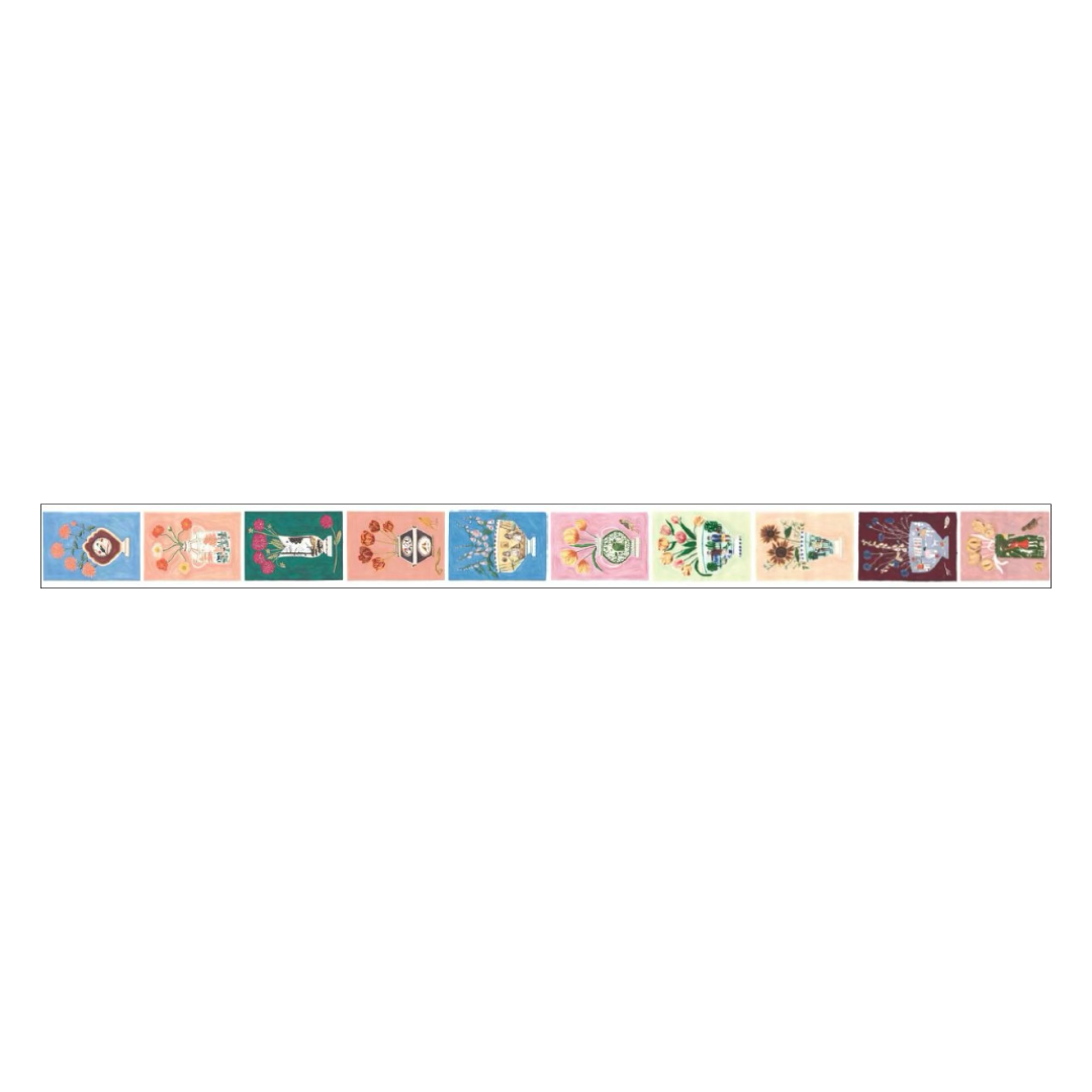 mt x Polly Fern Washi Tape — Flower — rolled out on paper