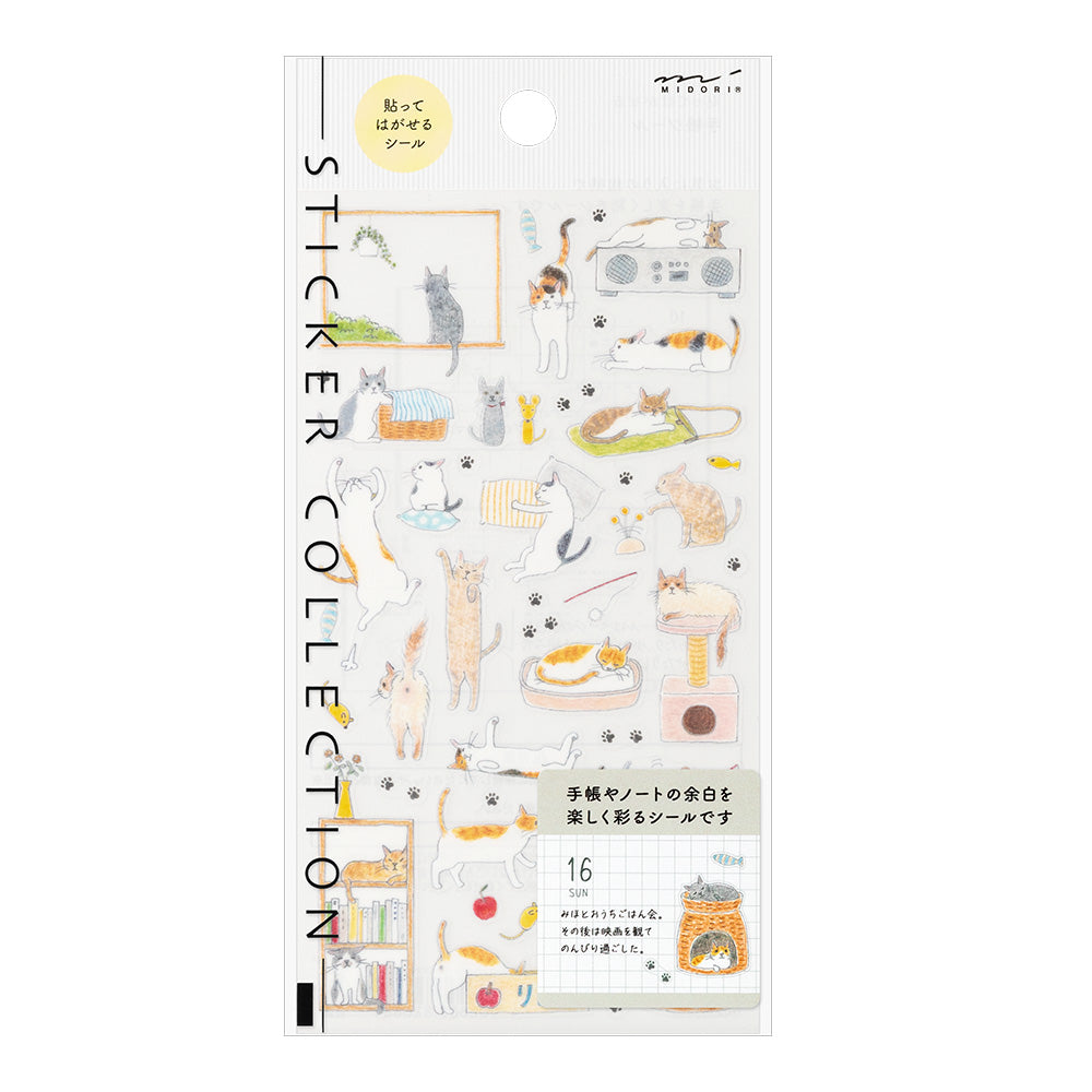 Midori Sticker <M, 1 Sheet> — Cat — sheet front