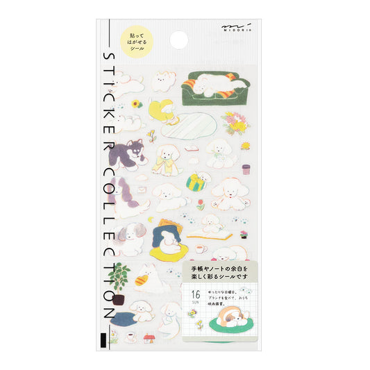 Midori Sticker <M, 1 Sheet> — Dog — sheet front