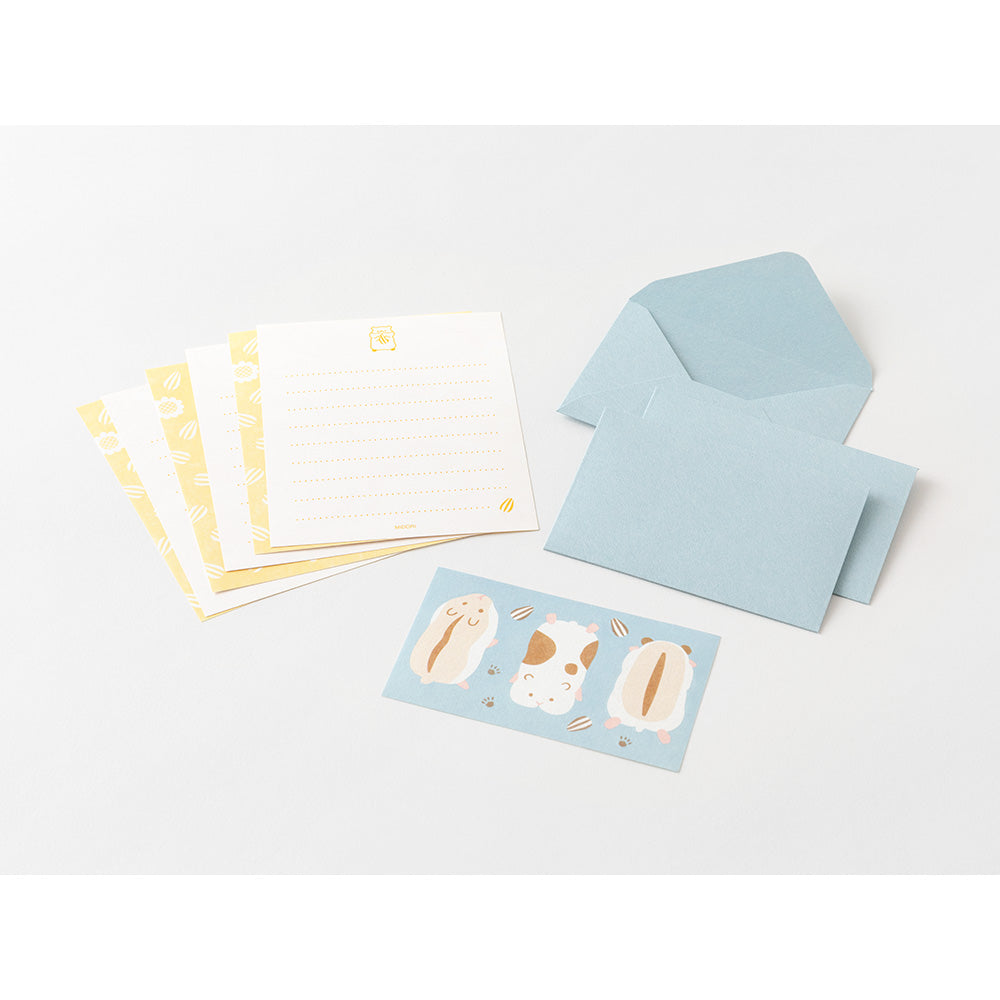 Midori Mini Letter Set with Stickers — Hungry Hamster — with packaging