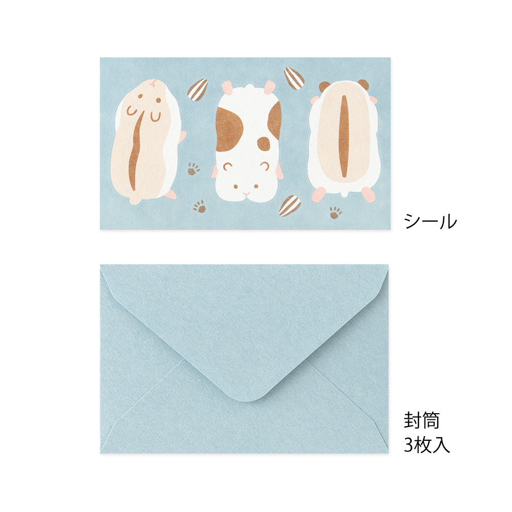 Midori Mini Letter Set with Stickers — Hungry Hamster — detail view