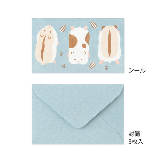 Midori Mini Letter Set with Stickers — Hungry Hamster — detail view