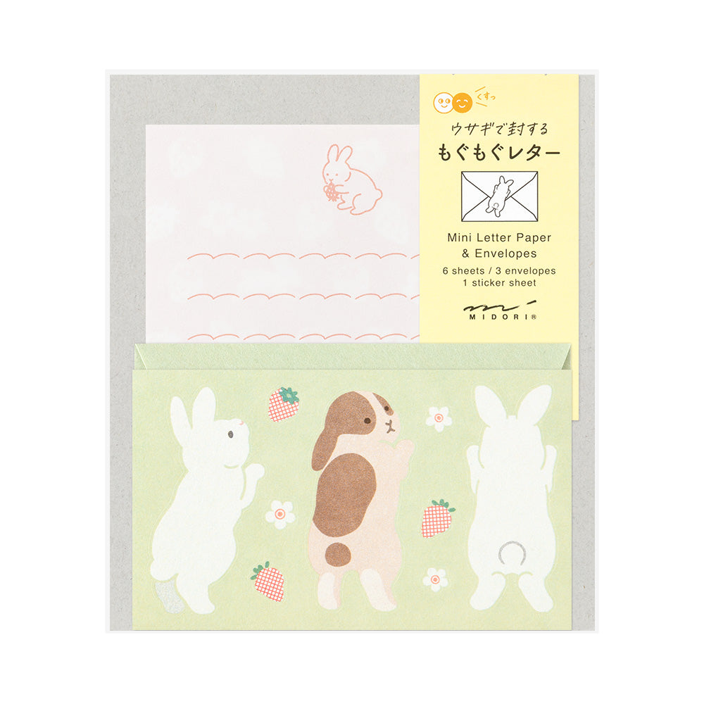 Midori Mini Letter Set with Stickers — Hungry Rabbit — front view