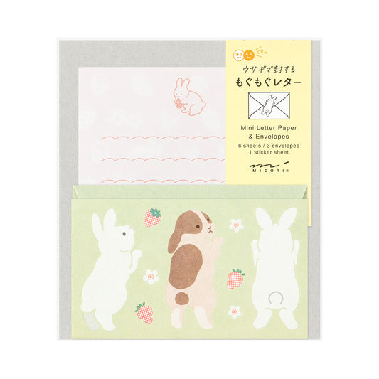 Midori Mini Letter Set with Stickers — Hungry Rabbit — front view