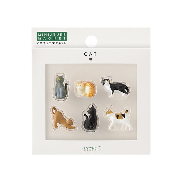 Midori Miniature Magnet <Set of 6> — Cat C — front view