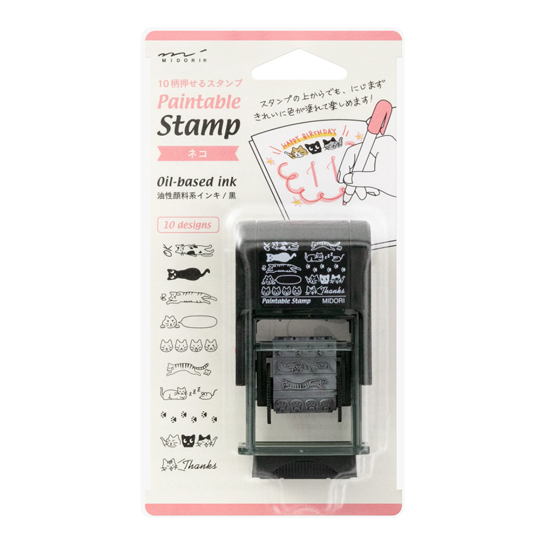 Midori Paintable Rotating Stamp — Cat — stamped impression