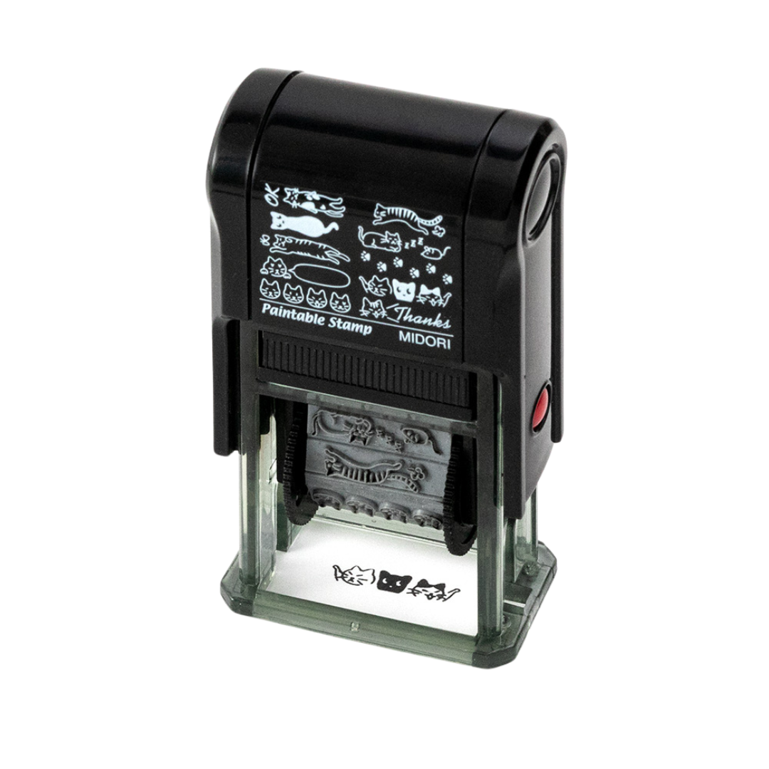 Midori Paintable Rotating Stamp — Cat — stamp front