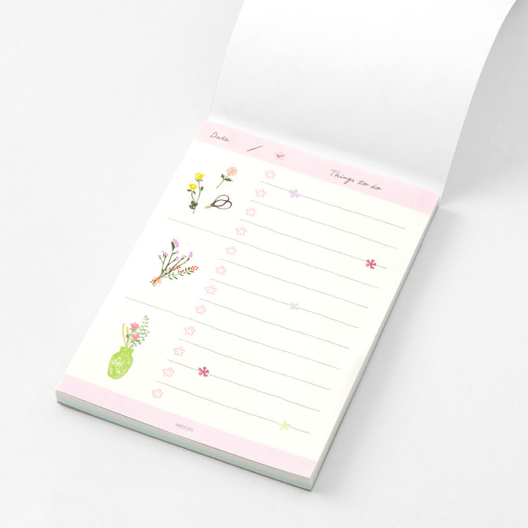Midori To-Do Memo Pad — Dried Flower — detail view