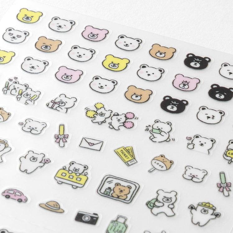 Midori Sticker <1 Sheet> — Pictograph Bear — applied in a journal
