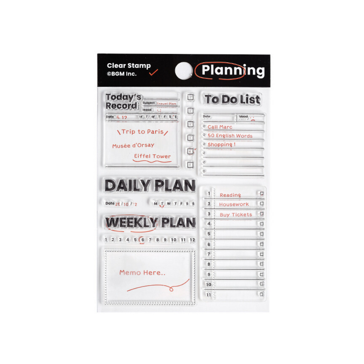 BGM Clear Stamp: Diary — Record Efficiency — stamp front