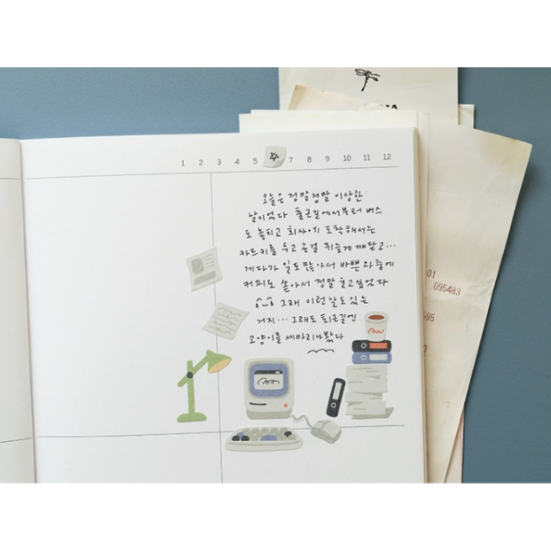 Suatelier Daily Deco Sticker — Retro Office — with packaging