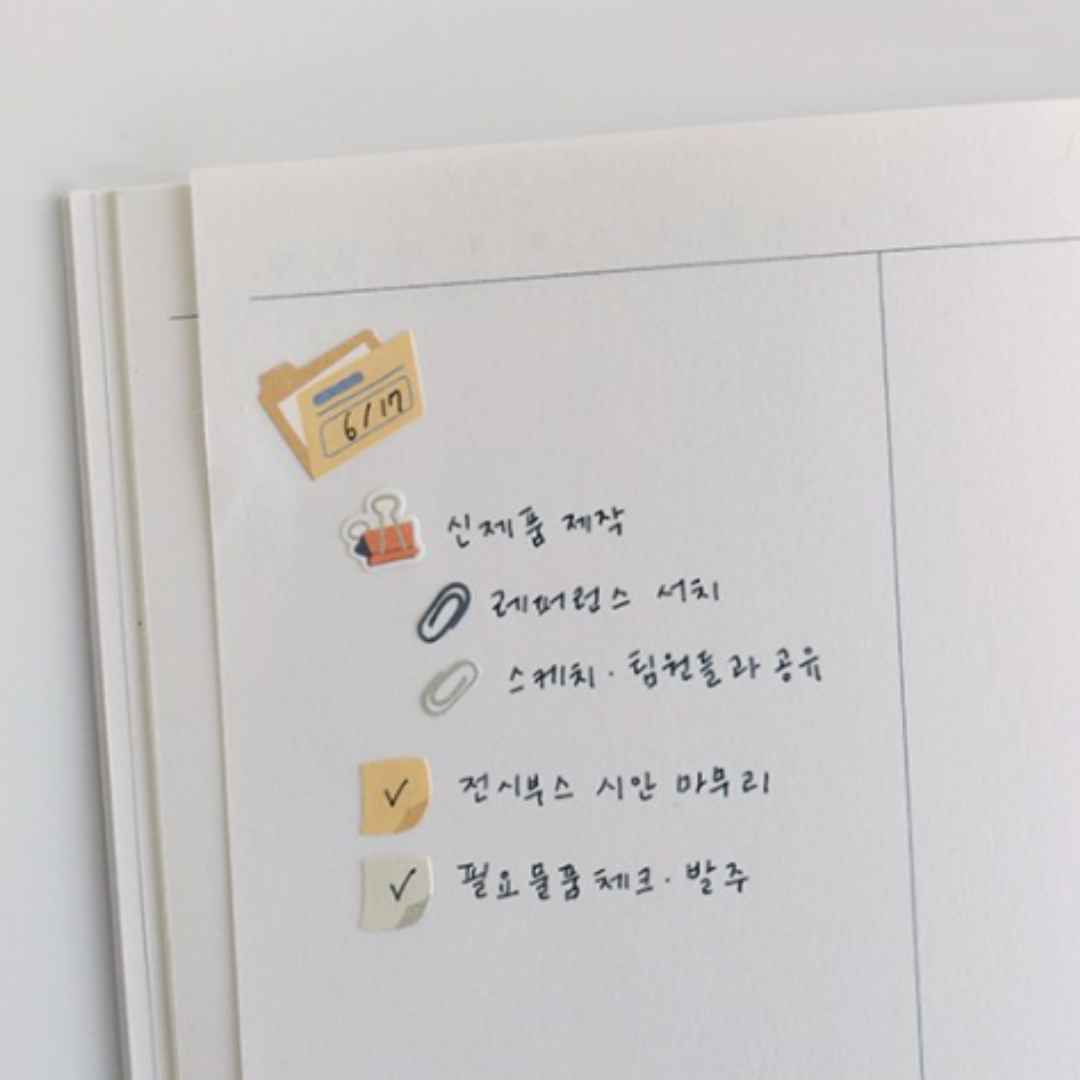 Suatelier Daily Deco Sticker — Retro Office — close-up
