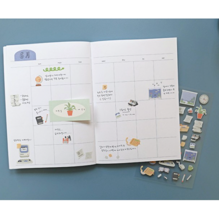Suatelier Daily Deco Sticker — Retro Office — sheet front