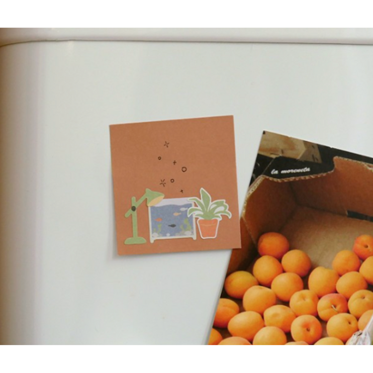 Suatelier Daily Deco Sticker — Retro Office — applied in a journal