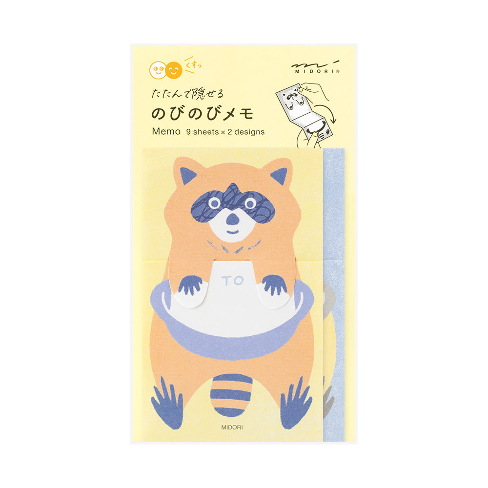 Midori Memo — Stretchy Raccoon — front view