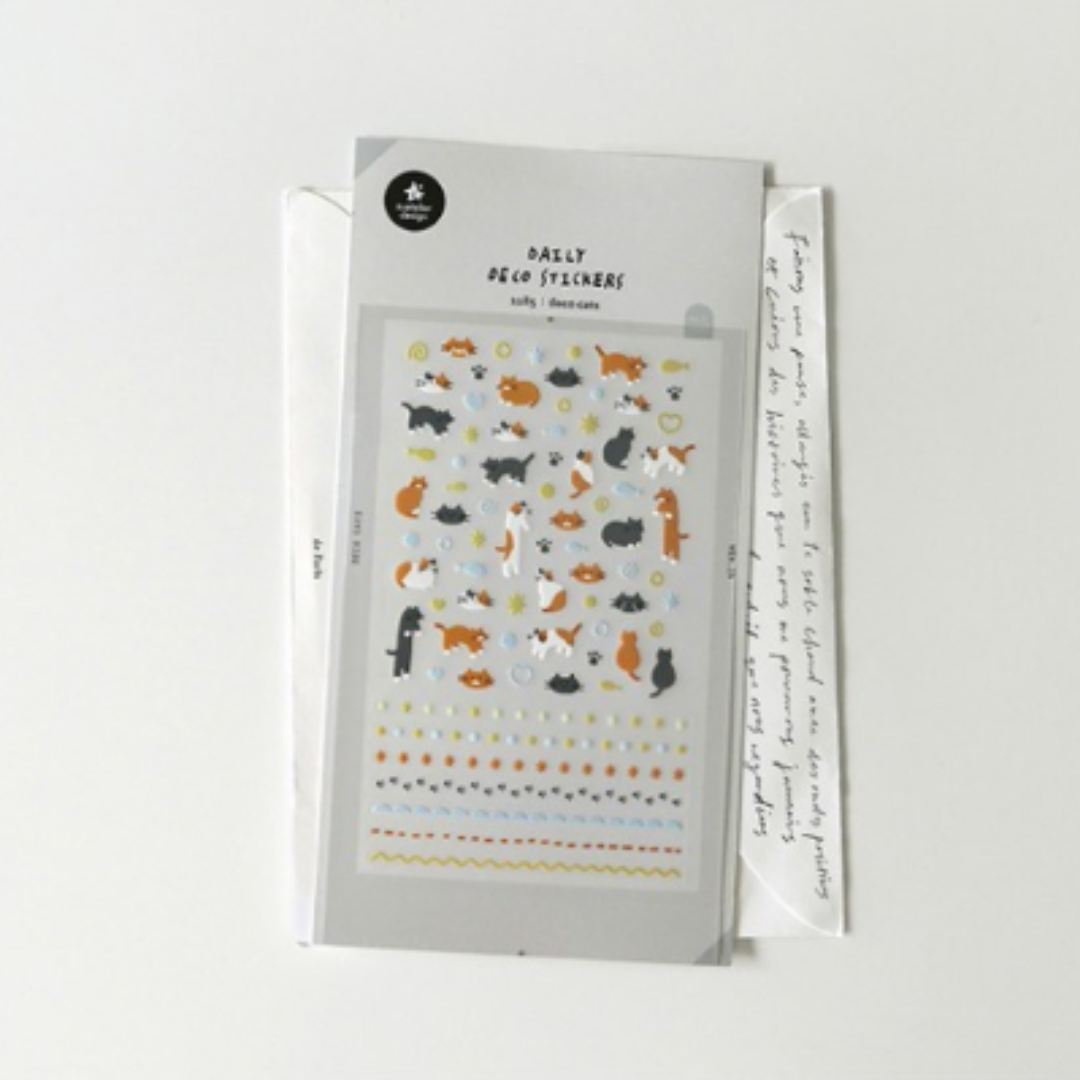 Suatelier Daily Deco Sticker — Deco Cats — applied in a journal