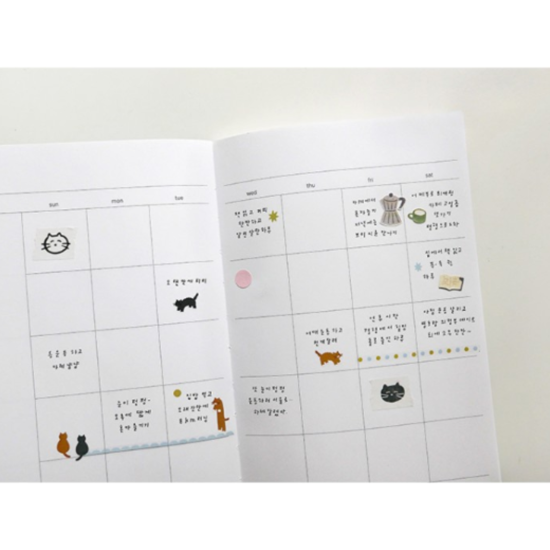 Suatelier Daily Deco Sticker — Deco Cats — applied in a journal