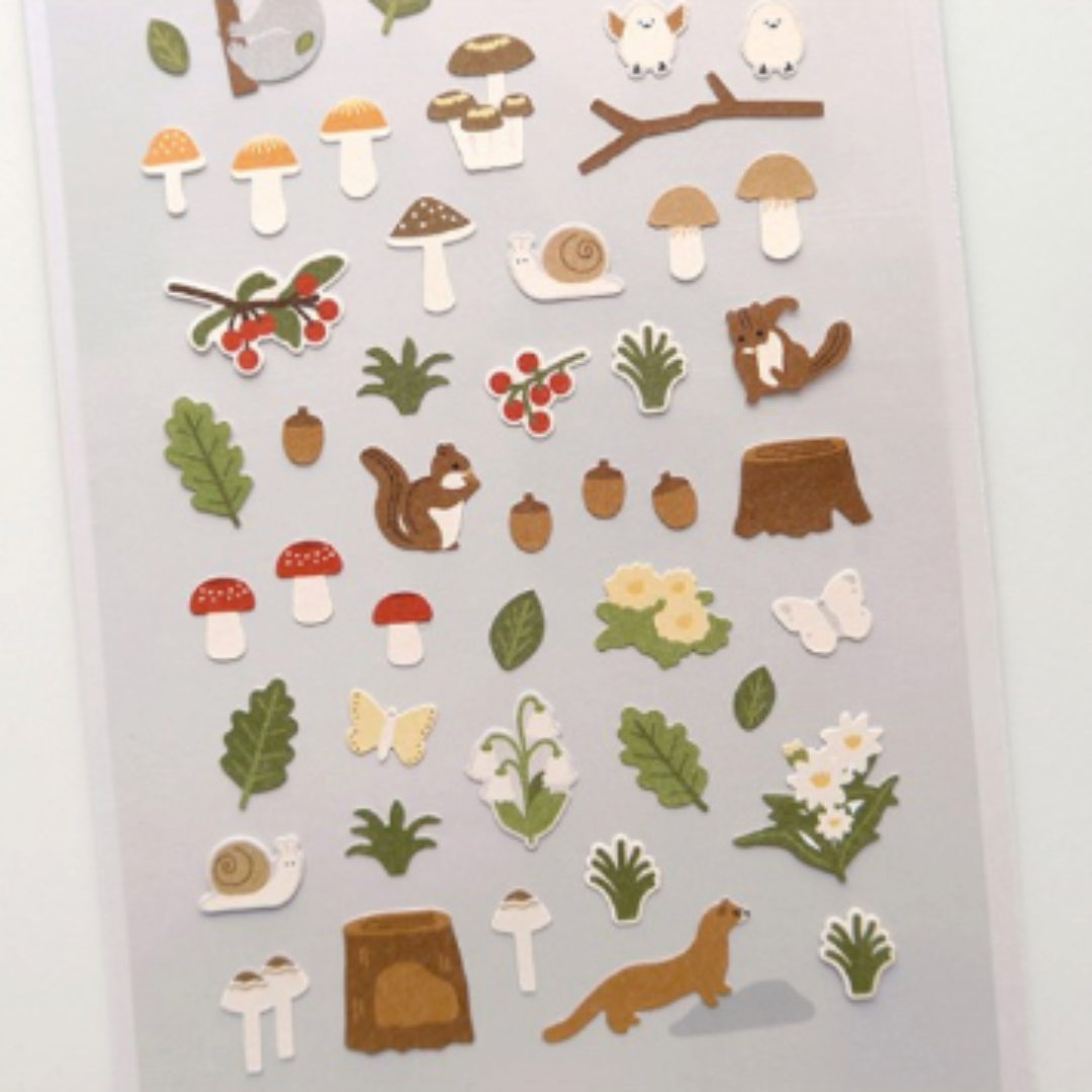 Suatelier Daily Deco Sticker — Little Forest — applied in a journal