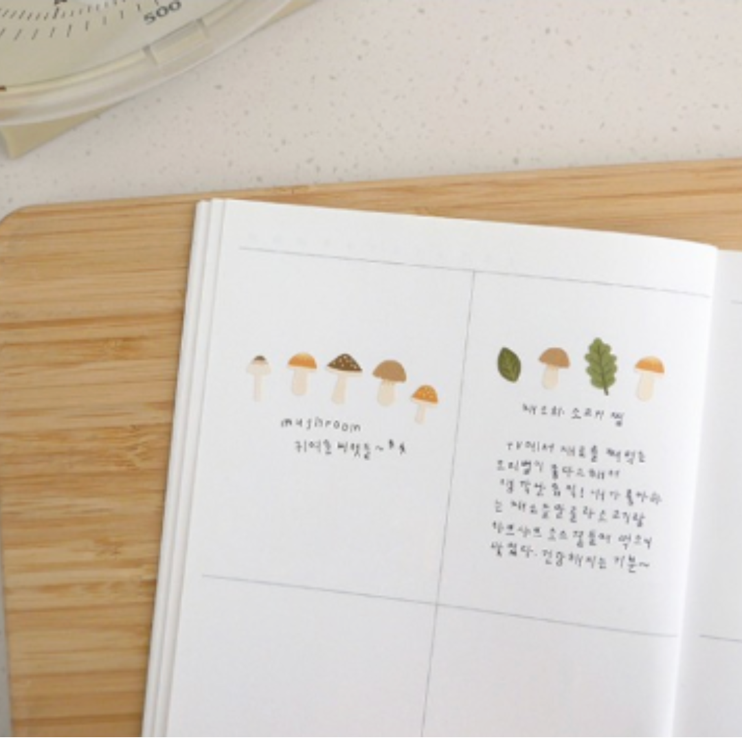 Suatelier Daily Deco Sticker — Little Forest — applied in a journal