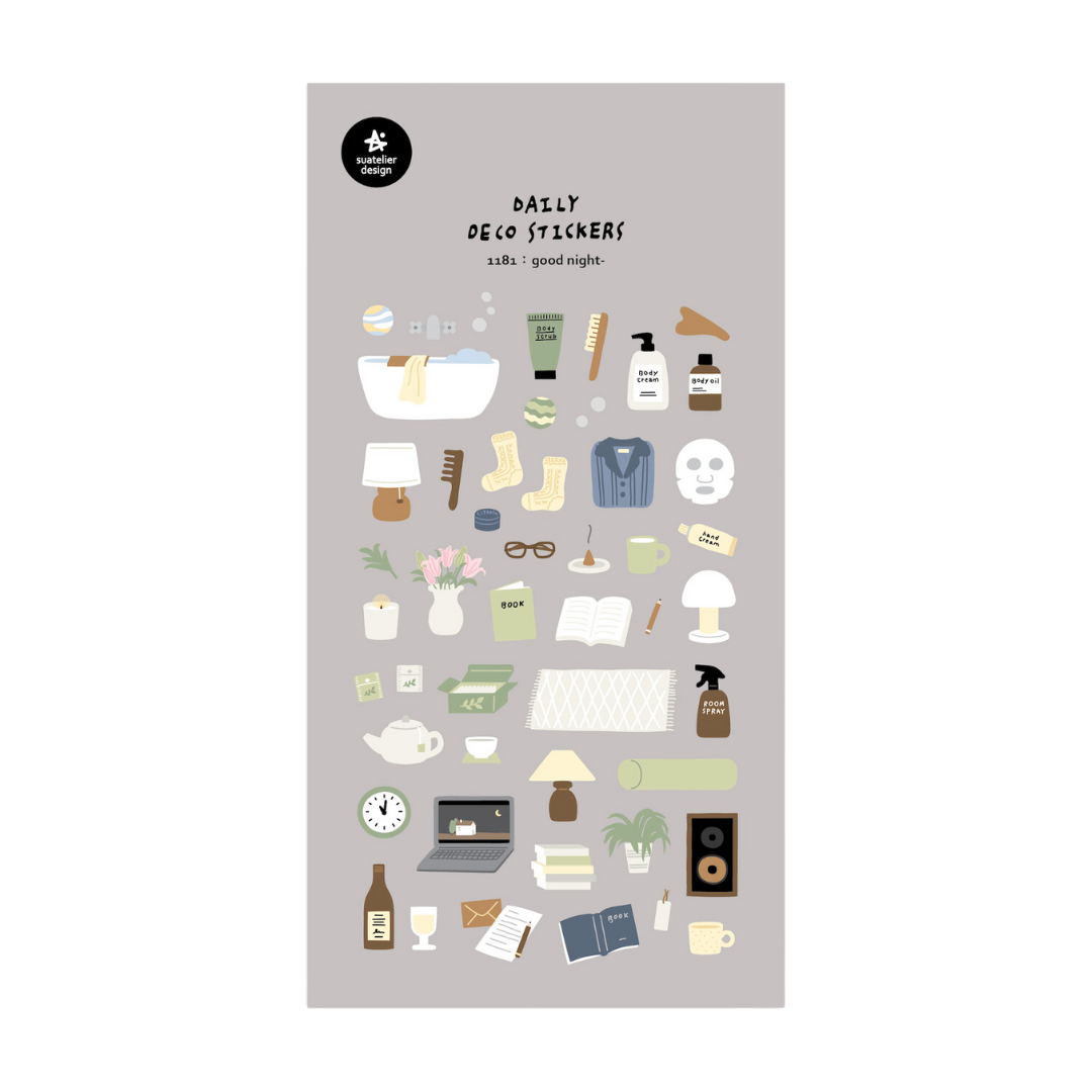 Suatelier Daily Deco Stickers — Good Night — sheet front