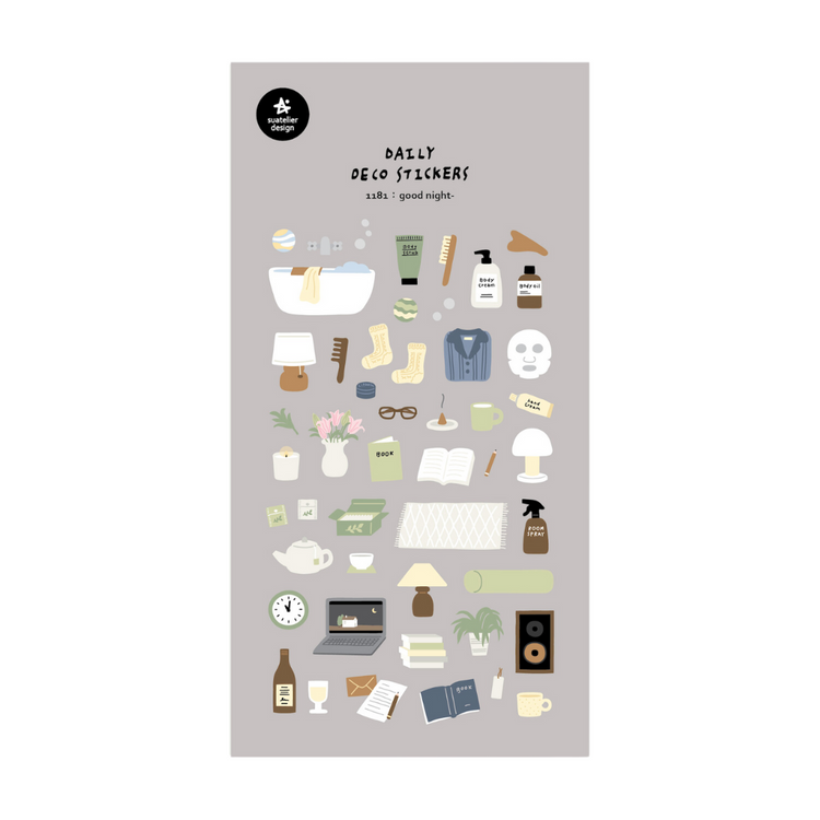 Suatelier Daily Deco Stickers — Good Night — sheet front
