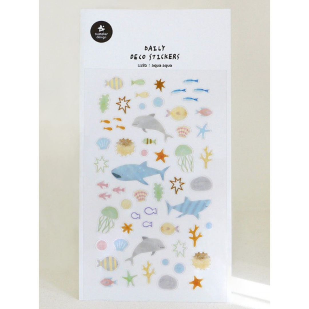 Suatelier Daily Deco Stickers — aqua aqua — applied in a journal