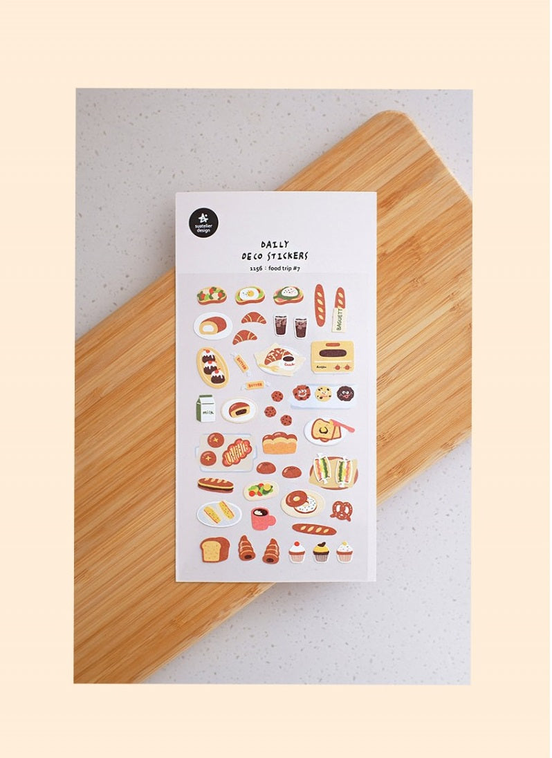 Suatelier Sticker — Food Trip #7 — applied in a journal