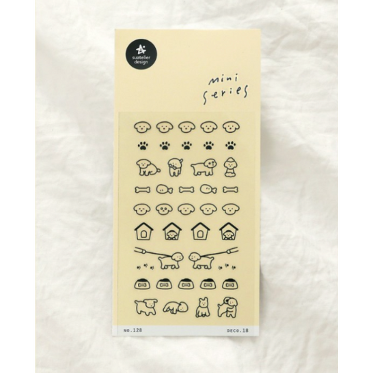 Suatelier Mini Series Sticker — Deco.18 (Dogs.02) — with packaging