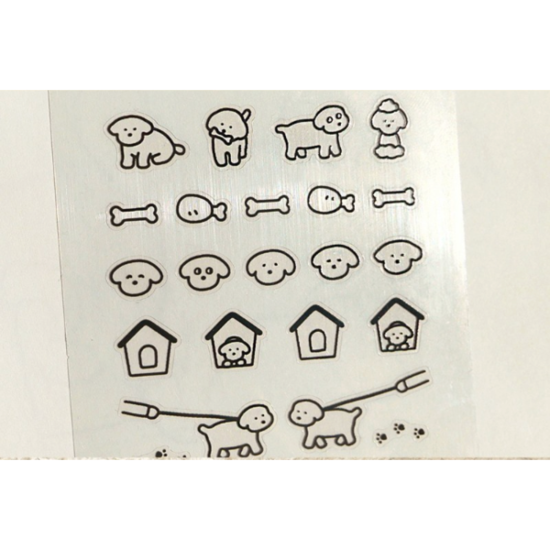 Suatelier Mini Series Sticker — Deco.18 (Dogs.02) — applied in a journal