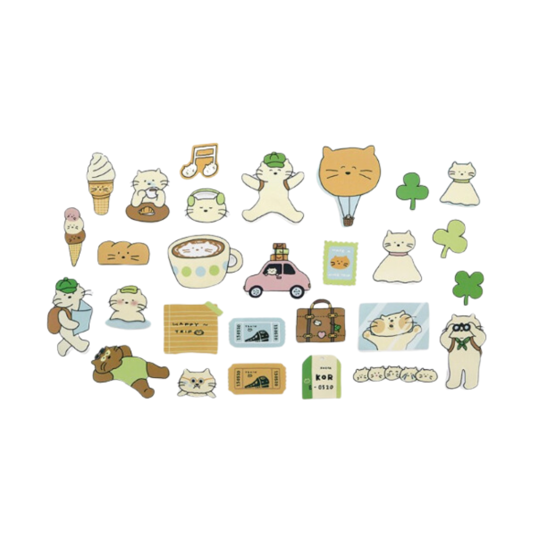 Suatelier Sticker — Cat's Happy Trip — sheet front