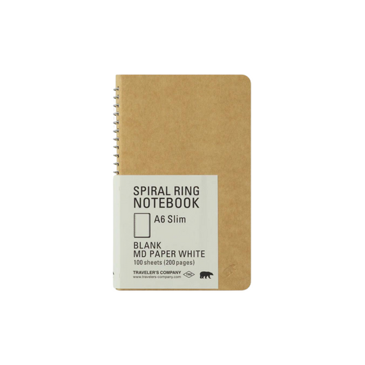 Traveler's Spiral Ring Notebook (A6 Slim) — Blank MD Paper White — front view